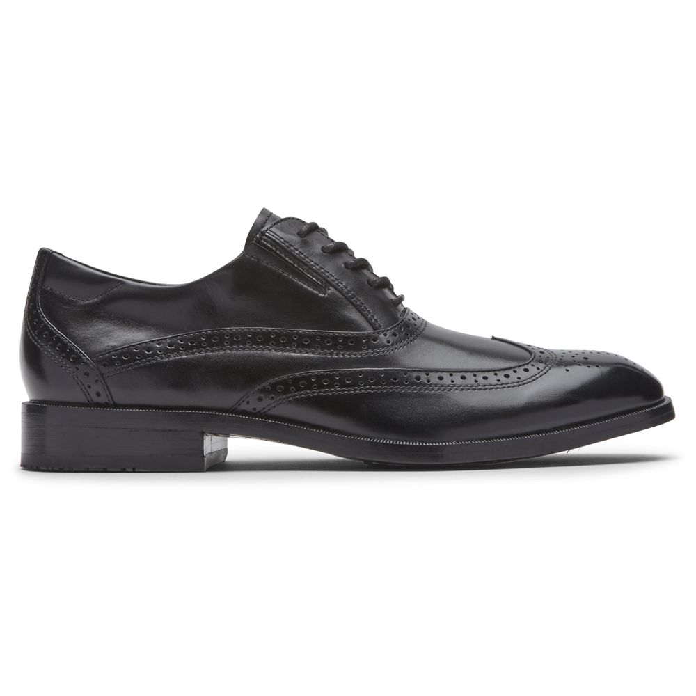 Sapatos Oxford Homem Rockport Total Motion Office Wingtip Pretas,Portugal ENZTR-5064